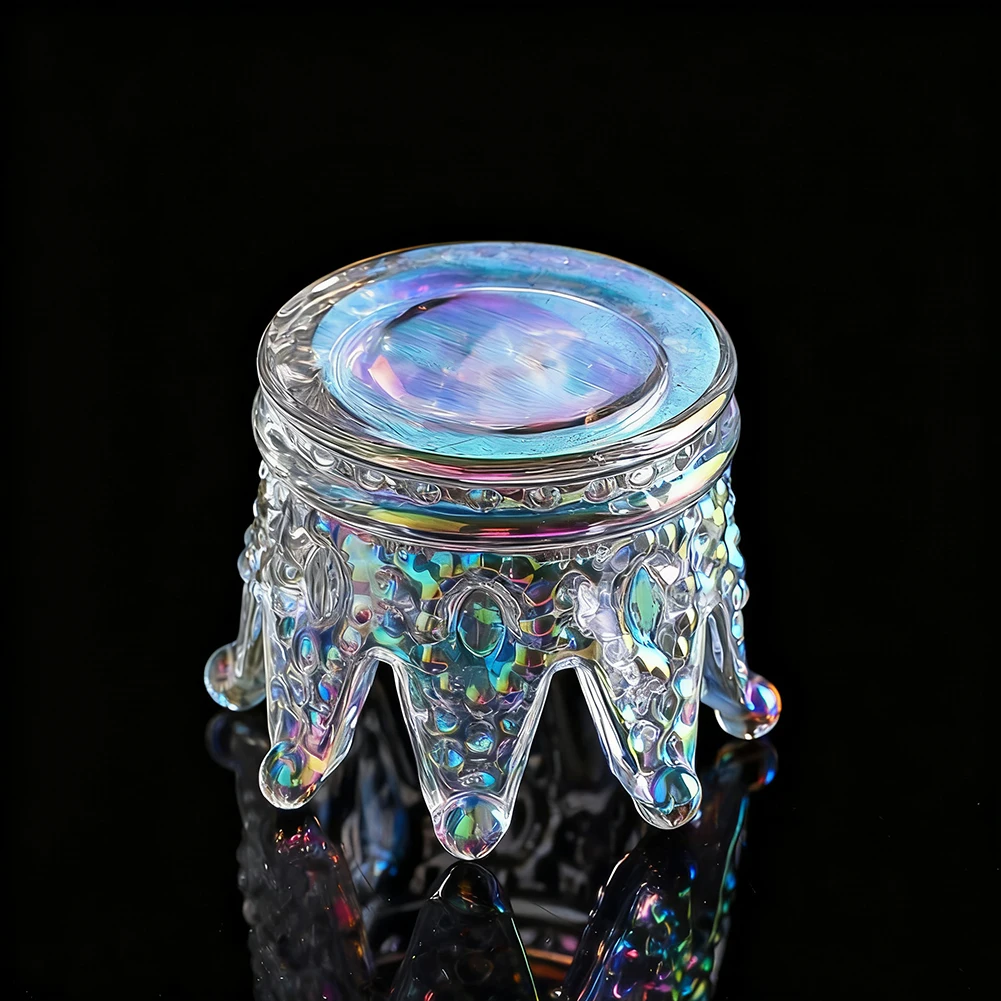 

Crown Glass Crystal Candle Holder Ornament, Household Ashtray and Storage, Home Desktop Wedding Party Decoration Accessory
