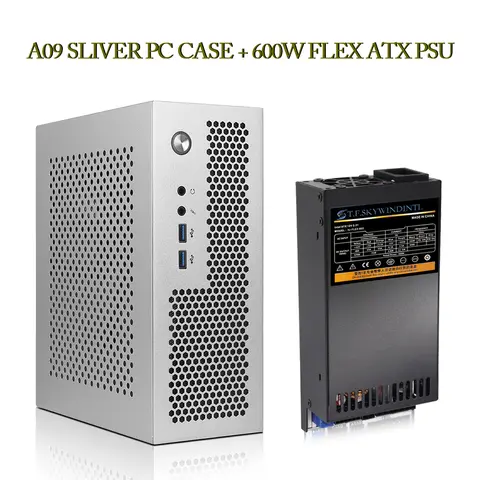 Mini ITX Computer Case with Flex ATX 600W PSU, USB 3.0, Small Form Fator Steel Chassis, Support ITX Motherboard