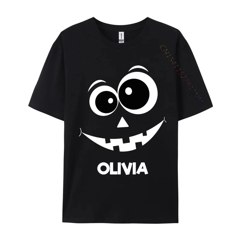 

Olivia Pumpkin Silhouette fun Halloween Idea Normal Top T-shirts Tops Tees Cheap All Cotton Simple Style Tops Shirt Design Men's