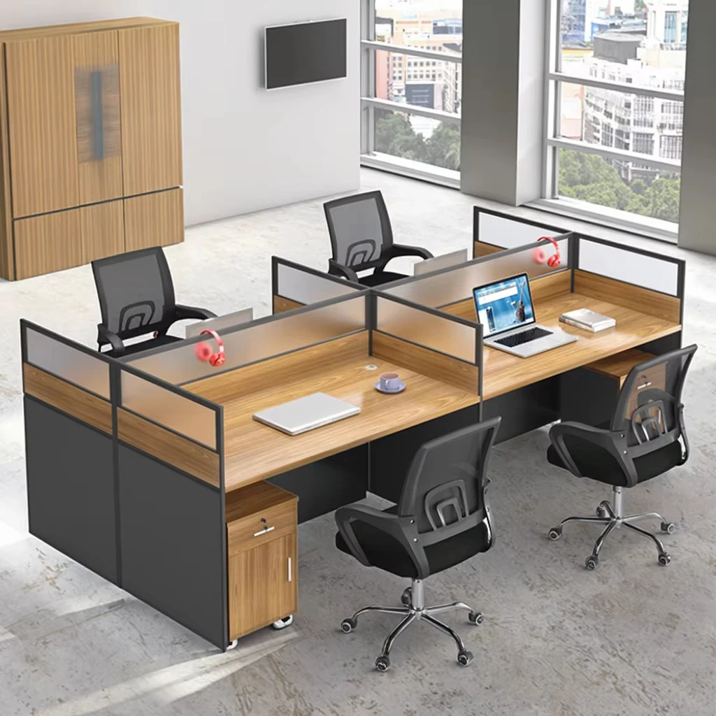 Factory Direct Sale 2.4m Wooden Modern Style Simple Office Table Coworking Modern Office Desk for Staffs
