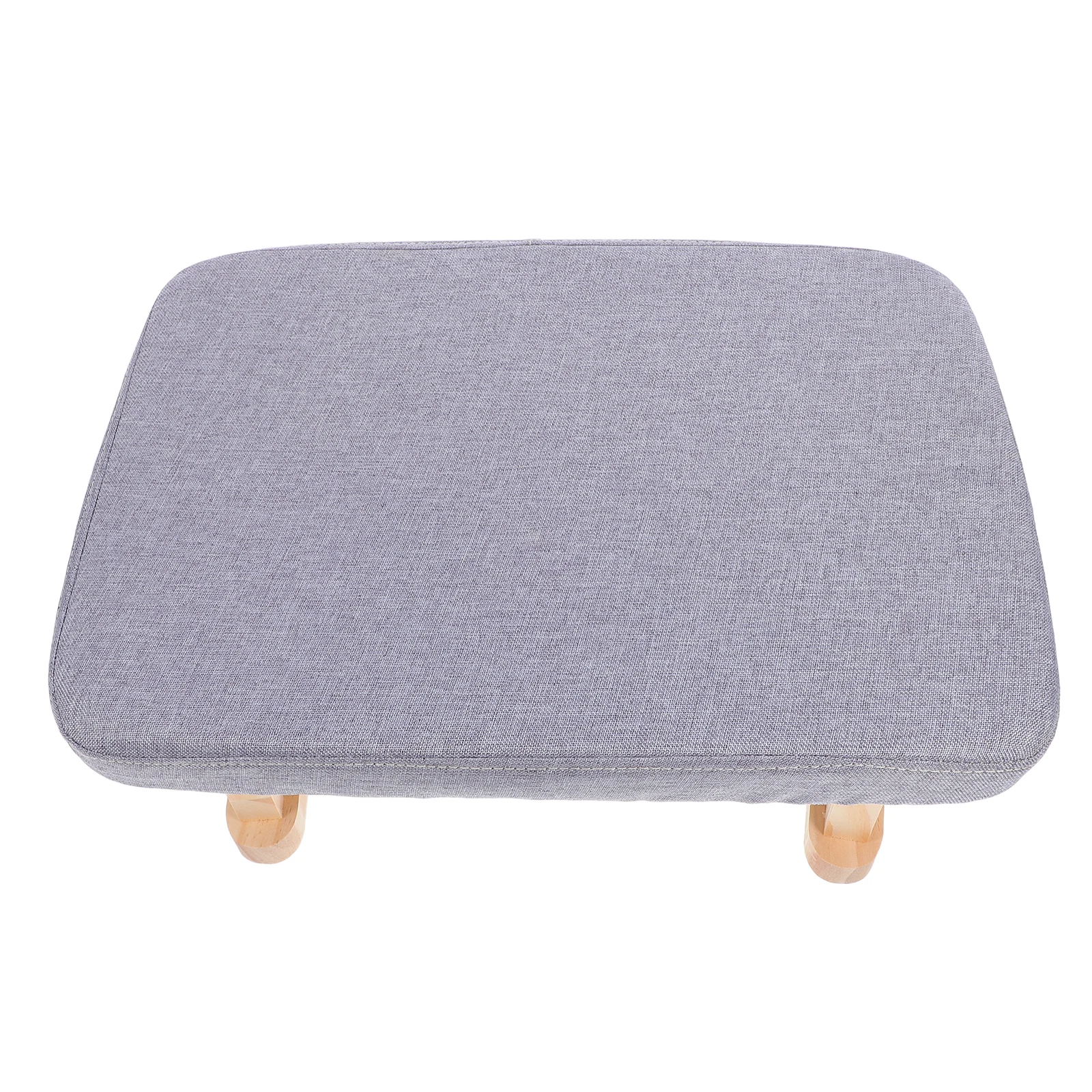 

1pc Short Footstool Stools Grey Cotton Linen Room Bedroom Entrance Office Doorway Home Wooden Footrest Yoga Bench