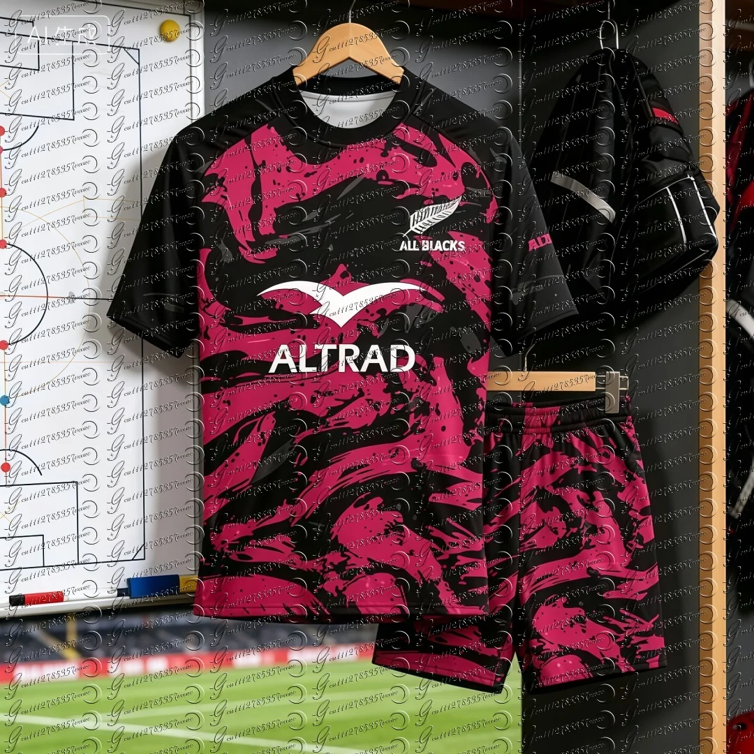 Parent Child Short Sleeved Camiseta De Rugby Picton All Black Pluma Match T-shirt Round Neck Quick Drying Outdoor Fitness Set