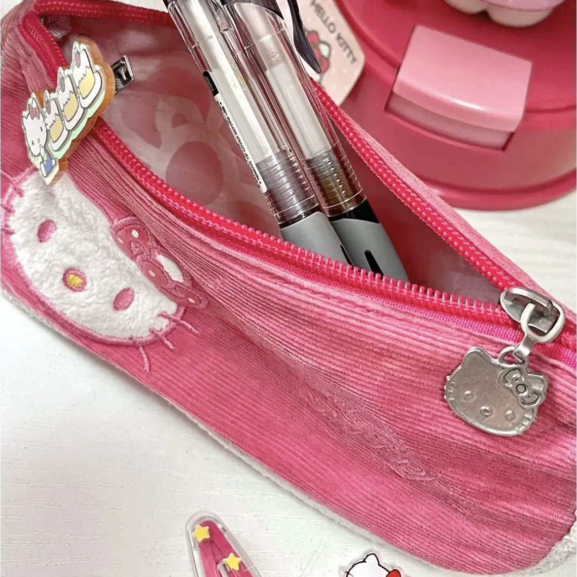 Sanrio Hello Kitty Canvas Pen Bag Instagram Cute Large Capacity School Supplies Student Pencil Case Purse Girl Makeup Bag Gift