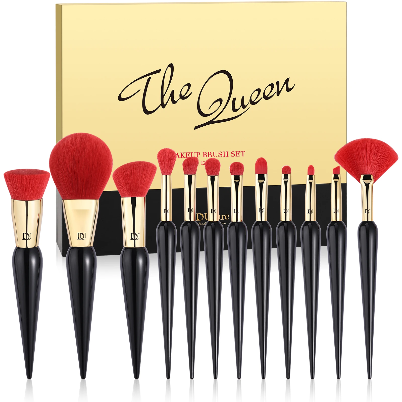 

DUcare 12Pcs Makeup Brushes Queen Kabuki Foundation Blending Face Powder Blush Concealer Eye Shadow Brush Set Premium Gift
