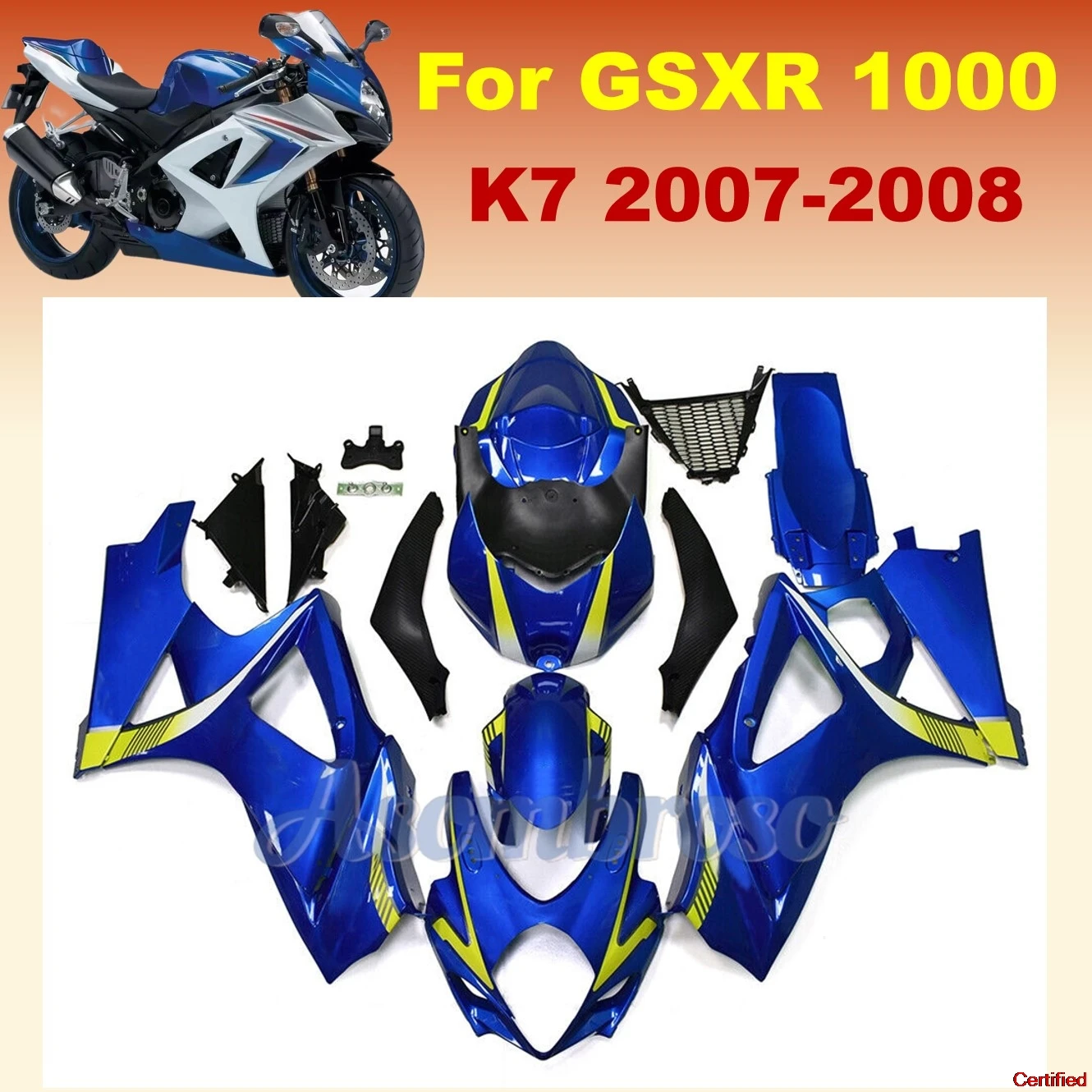

Motorcycle ABS Fairings kit For SUZUKI GSXR 1000 2008 2007 K7 k8 GSXR1000 07 08 GSX-R1000 K7 Blue
