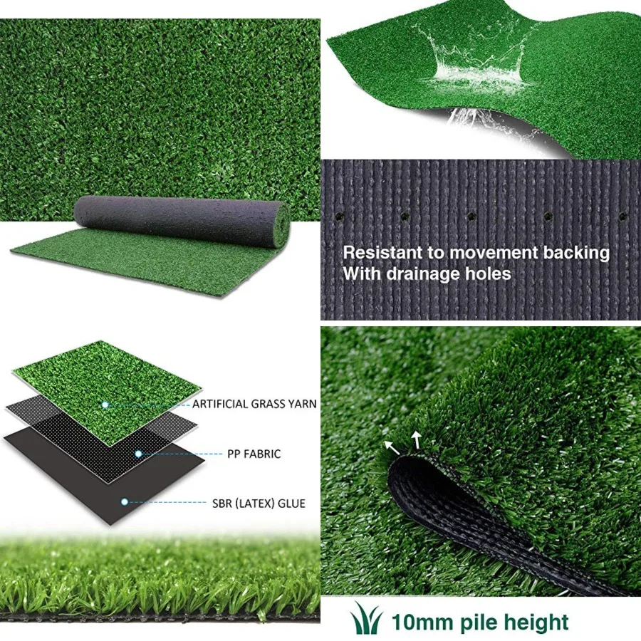 

Artificial Grass Turf Lawn-3 Feet x 10 Feet, 0.4 Indoor Outdoor Rug Synthetic Grass Mat Fake Grass