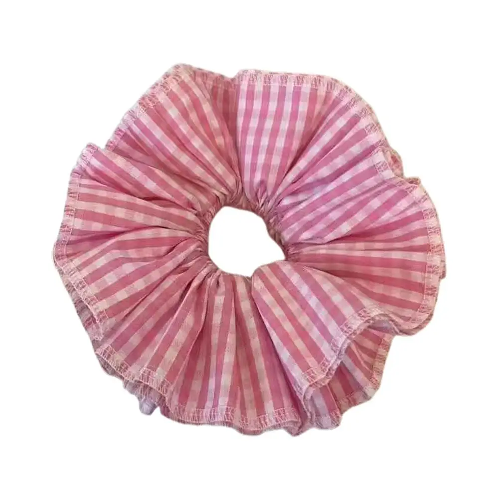 Andy Hit Color Hair Rope For Women Checkered Four Layer Edge Large Intestinal Hair Loop Ponytail Braid Headband Hair M9n4