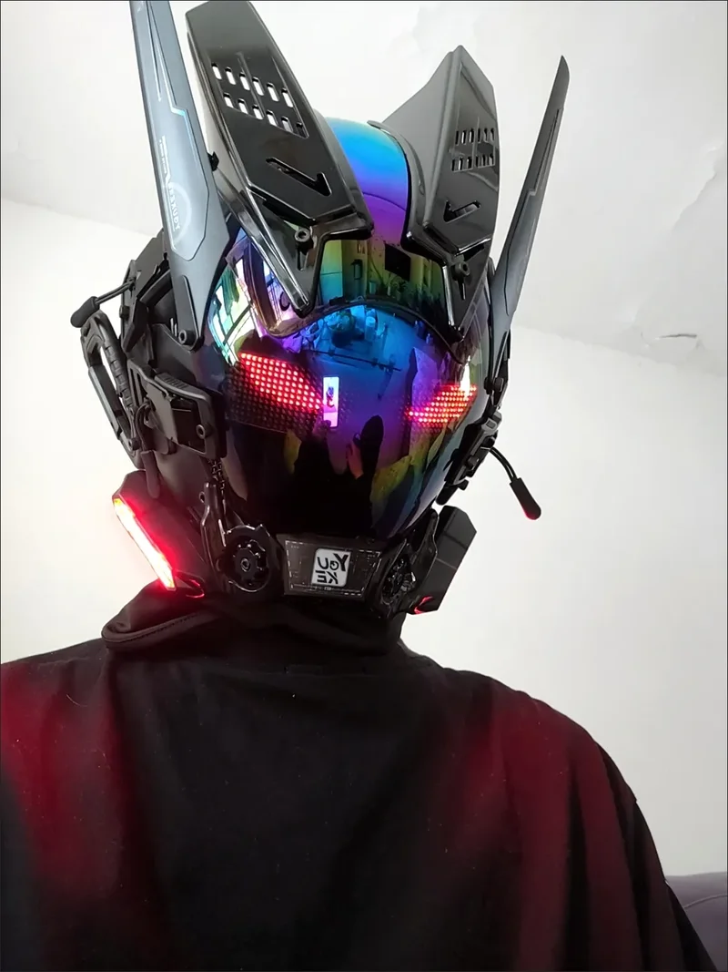 Led DIY Cyberpunk Mask Helmet Techwear Cosplay Bluetooth With Dynamic Led Samurai Mask Customizable Patterns Screen Halloween