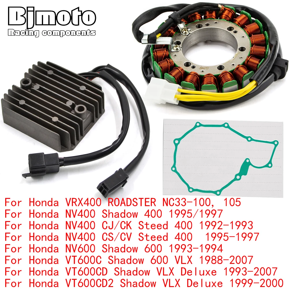 

NV600 Engine Stator Coil+Voltage Regulator rectifier For Honda NV600 VT600 C CD 2 NV400 Shadow 400 600 VLX Deluxe With Gasket