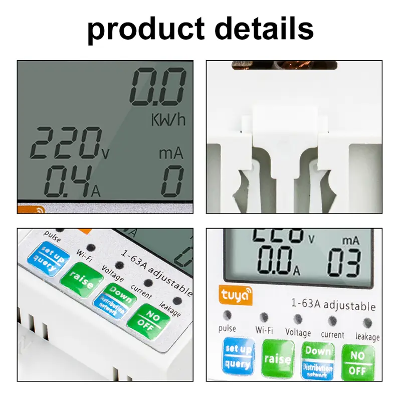 Tuya ZigBee Intelligent Automatic Reclosing Protector Multifunctional Current Voltage Meter LCD Display Switch Power Meter - Image 5