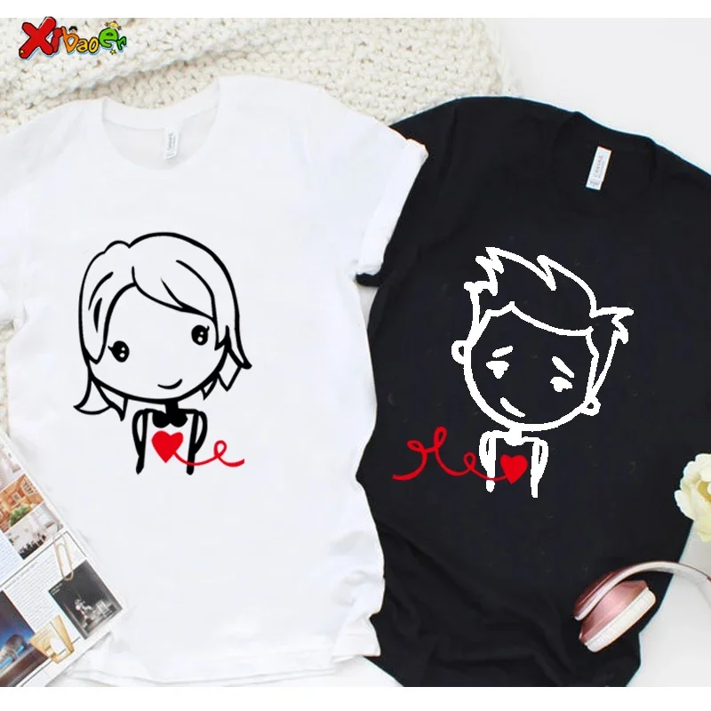 Valentine Shirts Couple Outfits Lover Matching Valentines Day Clothing Summer Holidays Matching Man Woman Couples Tees Tshirts