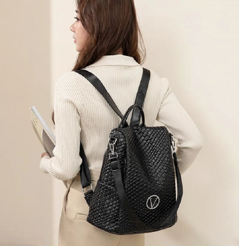 2025 New Fashion Luxury Multifunctional Anti Theft Travel Backpacks Women Large Capacity Leather Shoulder Bags School Bag Totes