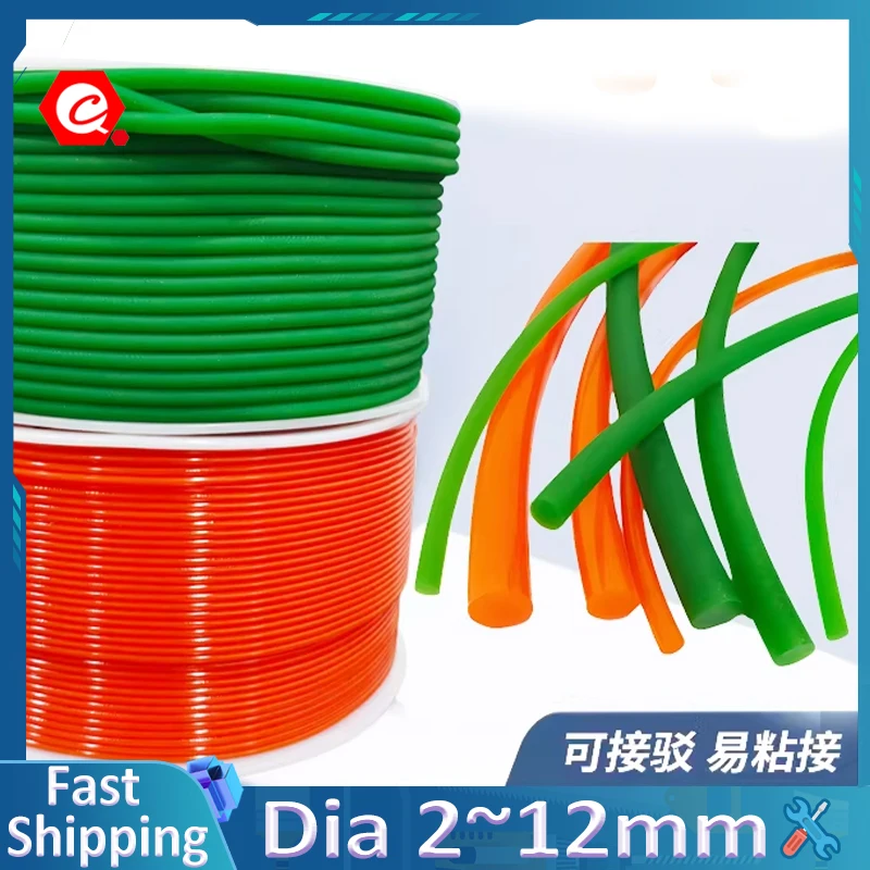Green/Red Round PU Drive Belt Polyurethane Conveyor Belts Diameter 2mm ~12mm Meltable Cord