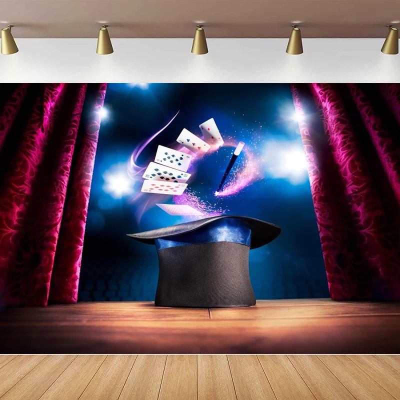 pano-de-fundo-fotografico-para-show-de-magia-chapeu-preto-varinha-magica-cartas-de-poquer-palco-de-teatro-cortinas-vermelhas-fundo-magico-festa-de-aniversario