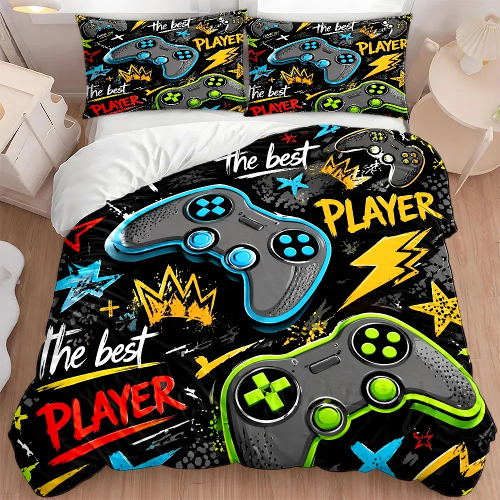 Customize 3pcs Esports Themed Duvet Cover Set, Bedding (1 Duvet Cover + 2 Pillowcases), Suitable for All Seasons, Machine Washab