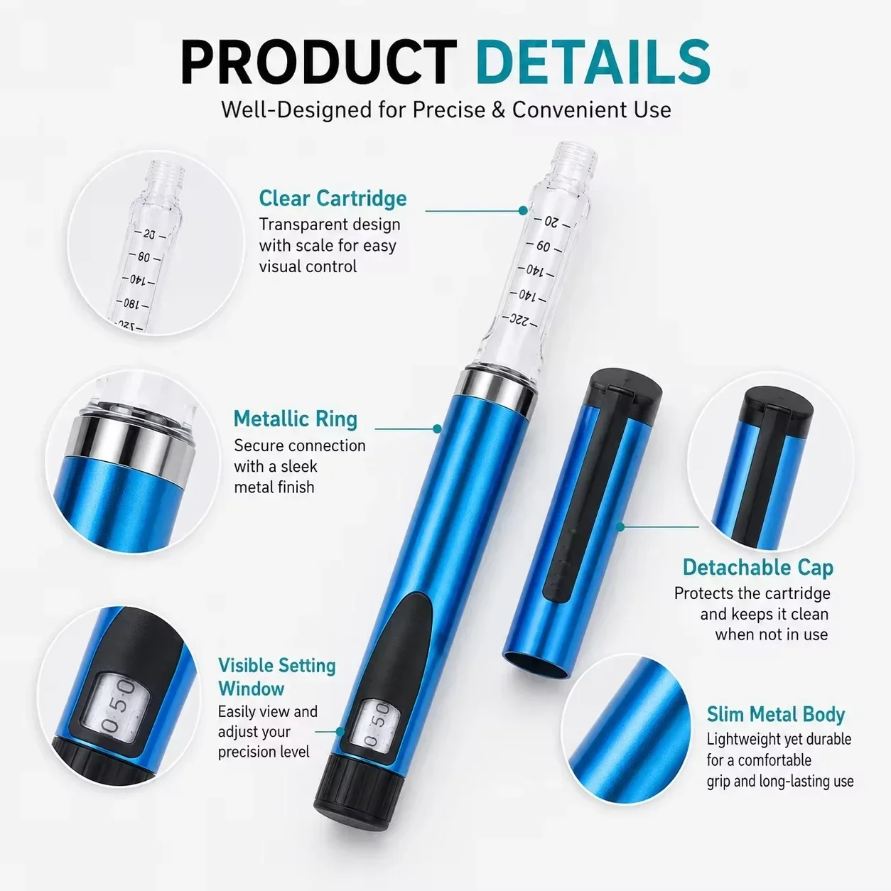 V3 Professioneller Insulin-Injektionspen für den Heimgebrauch - Langlebiger, wiederverwendbarer, nachfüllbarer Dosierinjektor für 3ML-Kartuschen – Detail 11