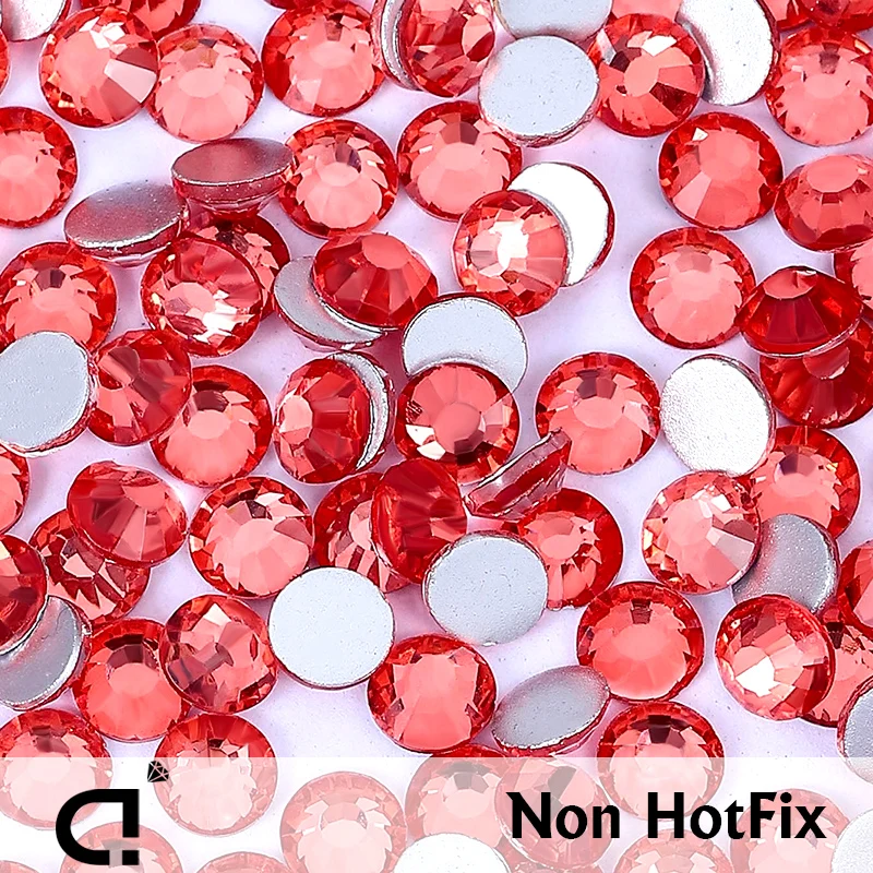 

DUCRYSTAL SS6-SS30 Cherry Red Glitter Crystal Glass Rhinestone Glue on Flatback Crystal For DIY nail art Garment Dresses