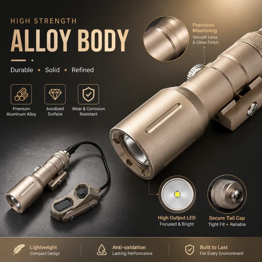 High Strength Alloy LED Flashlight with Remote Switch Ultra Bright Lighting Tool for Outdoor