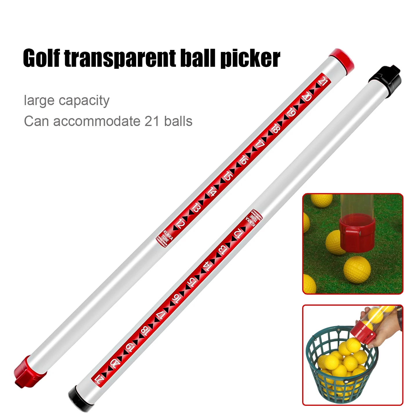 

Golf Ball Picker, plastic ball picker, Ball Picker, no Need to Bend Waistband, Scale can Hold 21 Balls, Convenient Golf Ball