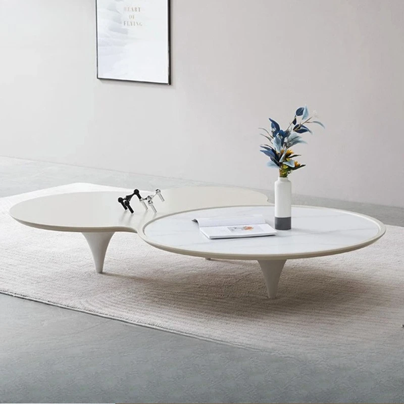 

New designer special-shaped coffee table rock table Italian minimalist cloud rock slab coffee table cream wind black and white