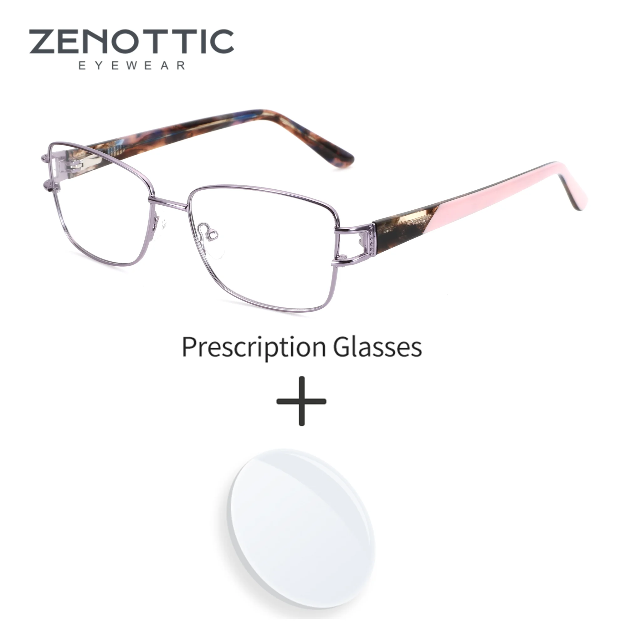 ZENOTTIC S Size Fashion Metal Custom Prescription Glasses Women Butterfly Progressive Optical Lenses With Recipe