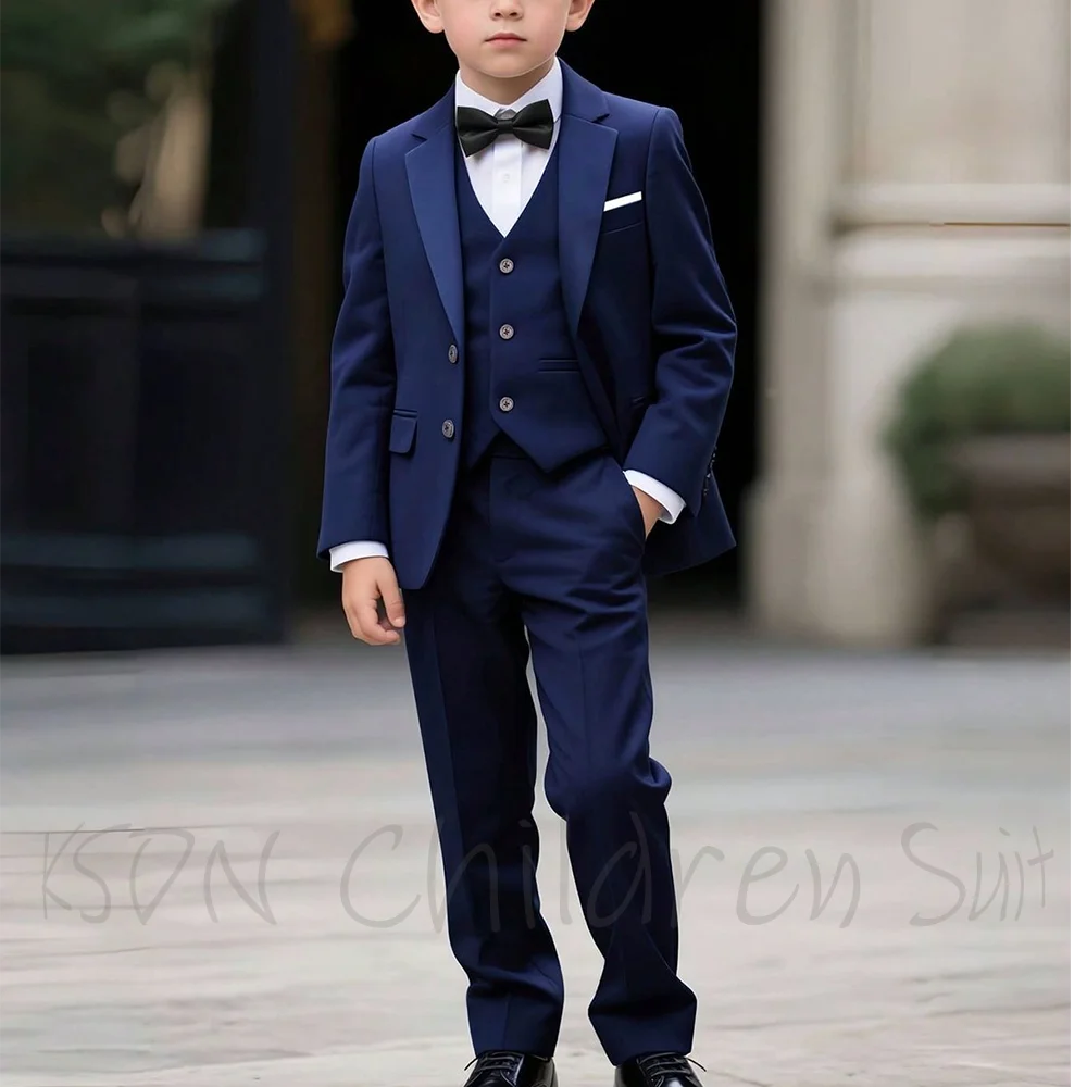 

Classic Solid Color Boys Suits 3 Pcs (Blazer+Pants+Vest) Single Breasted Elegant Boy Sets Formal Occasions Birthday Party Outfit