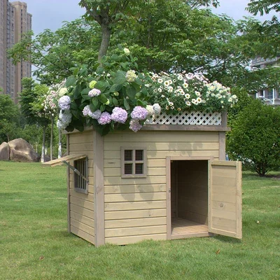 

#Outdoor anti-corrosion solid wood dog nest dog house rainproof outdoor