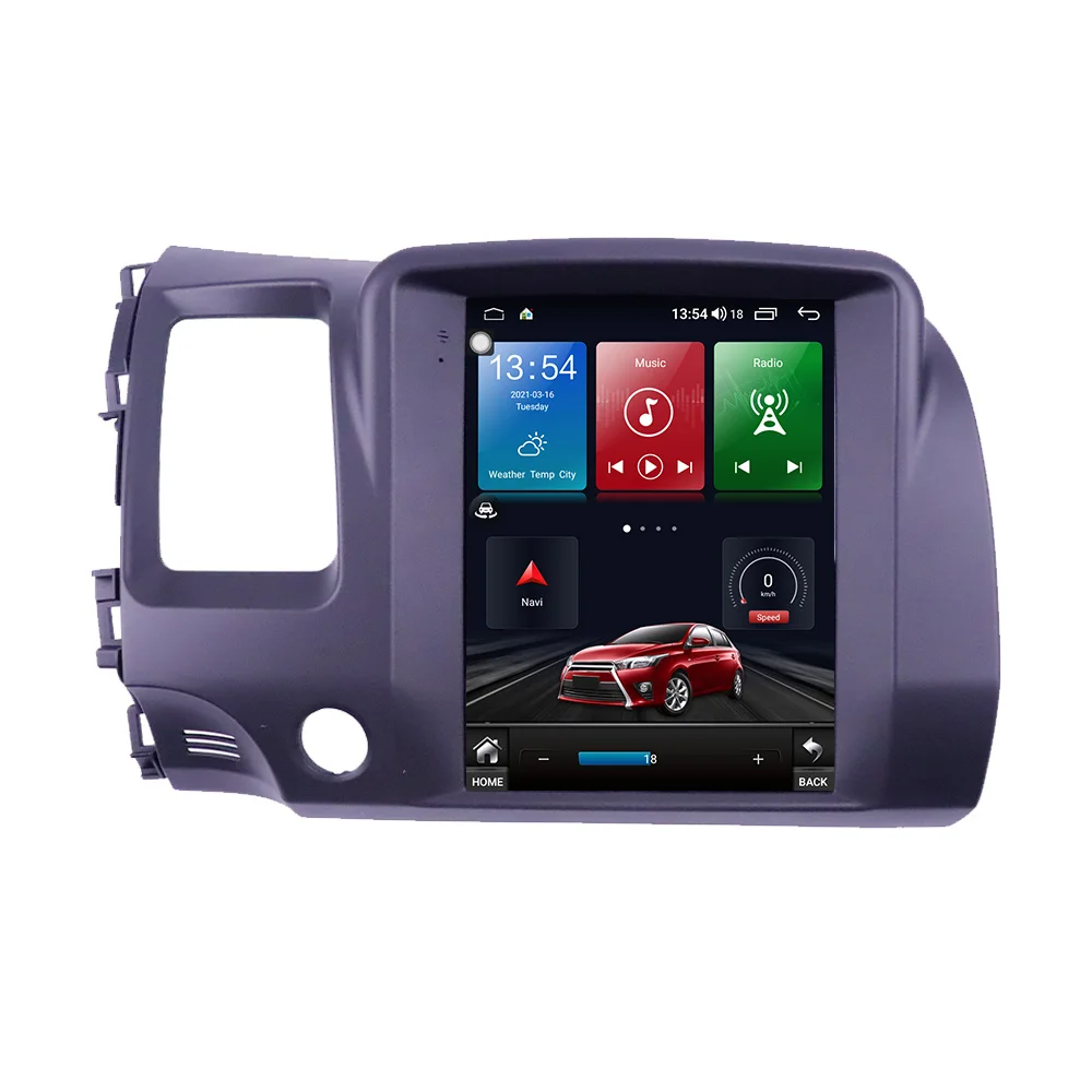 For Honda Civic 2006-2011 Auto Stereo 4G LTE SIM Android 11 4+64G Tesla Screen Car GPS Navigation Head Unit Multimedia Player CP