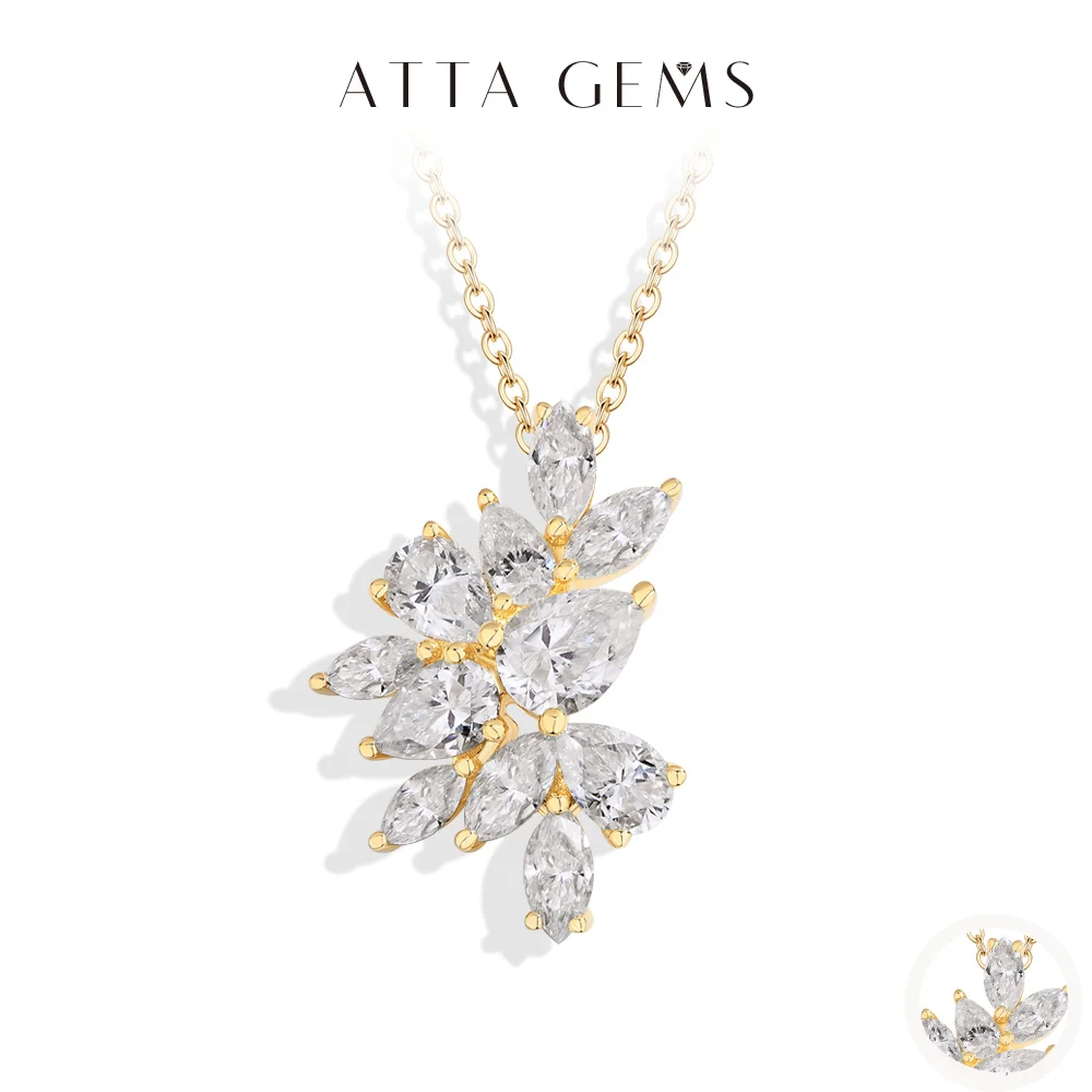 

ATTAGEMS Luxury Moissanite Necklace For Women Full D VVS1 Lab Diamond Pendant S925 Sterling Silver Engagement Party Jewelry Gift