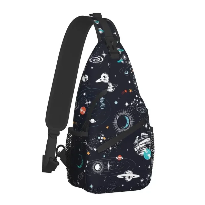 Galaxy Space Sling Chest Crossbody Bag Men Casual Multicolored Outer Space Shoulder Backpack for Camping Biking