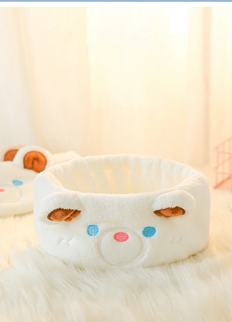 Bear Coral Fleece Facial Spa Stirnband, bequemes und stilvolles Hautpflege-Stirnband zum Waschen von Gesicht und Make-up – Detail 16