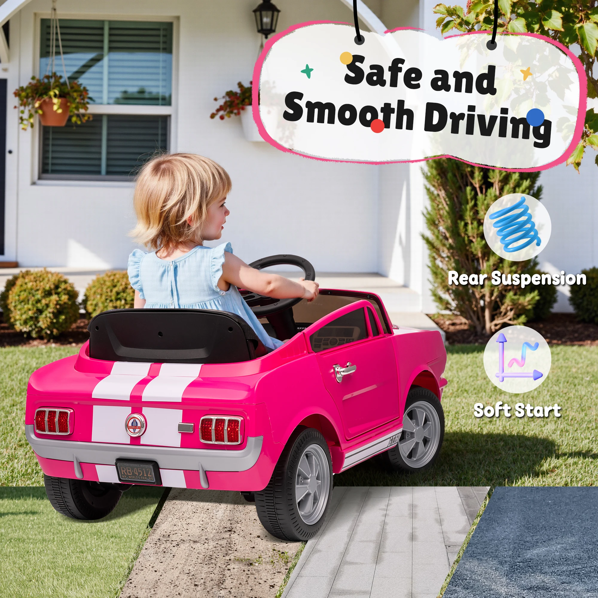 [Oficjalna licencja] Shelby GT350 Elektryczny samochód dla dzieci 12 V 2WD z pilotem dla rodziców i pasem bezpieczeństwa - zabawka do jazdy terenowej - za