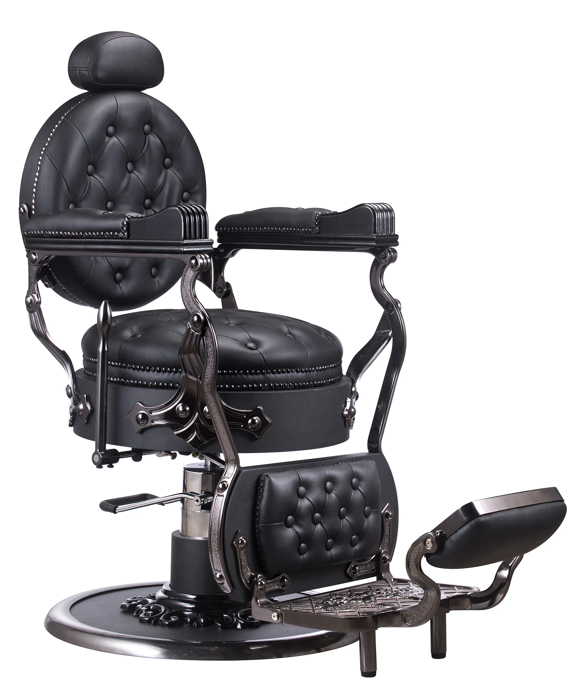 High - end white black metal Salon Equipment Gold New Style Classic Barber Chair Vintage Barber Chair