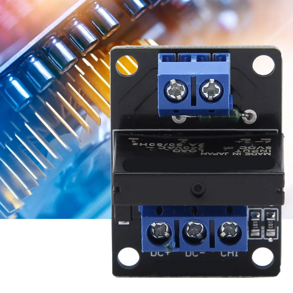 DC 5/12V 1 Channel Solid State Relay Module 1-Channel 240VAC 2A 1 Channel SSR Module with Fuse High Level Trigger