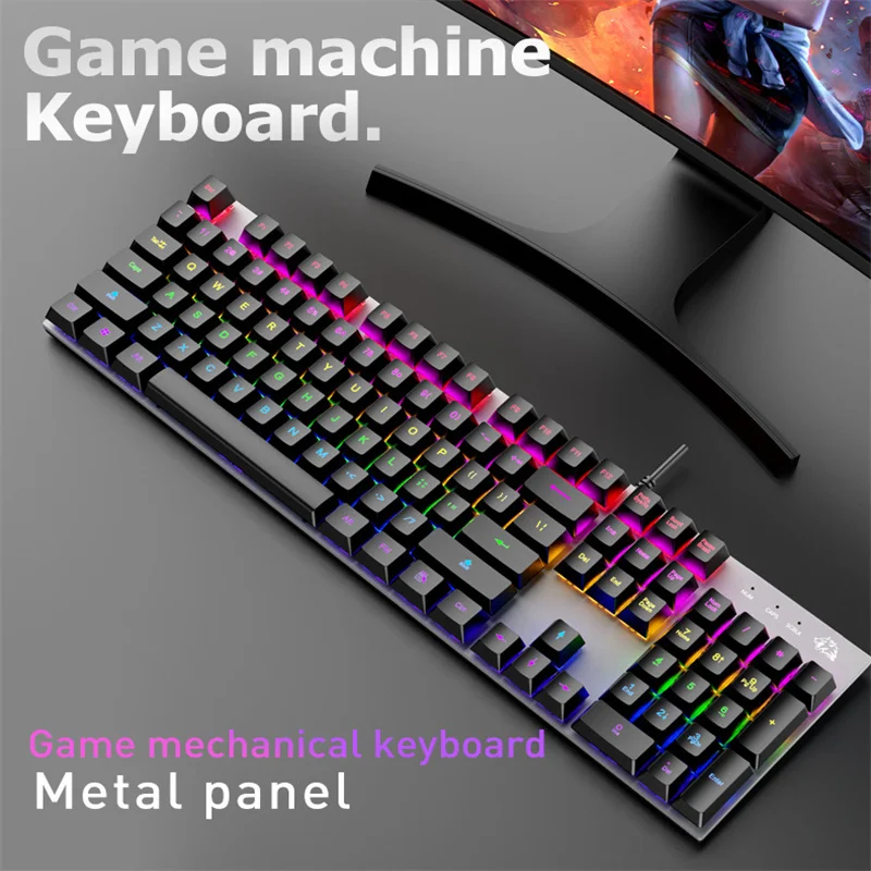 

Mechanical Keyboard 104 Keys Green Axis Laptop Desktop Computer Esports Games Office Typing Mechanical Keyboard