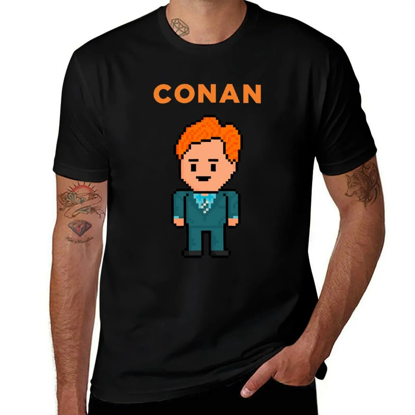 Pixel Conan O'Brien T-Shirt Stylish Print Short Sleeve Tee T-Shirt