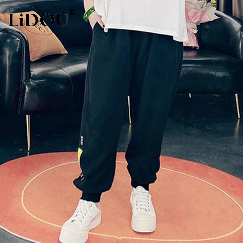 2023 Autumn Spring New Korean Pants Student Trousers Casual Simple Sports Corset Solid Color Plus Size Sweatpants Women Bottom