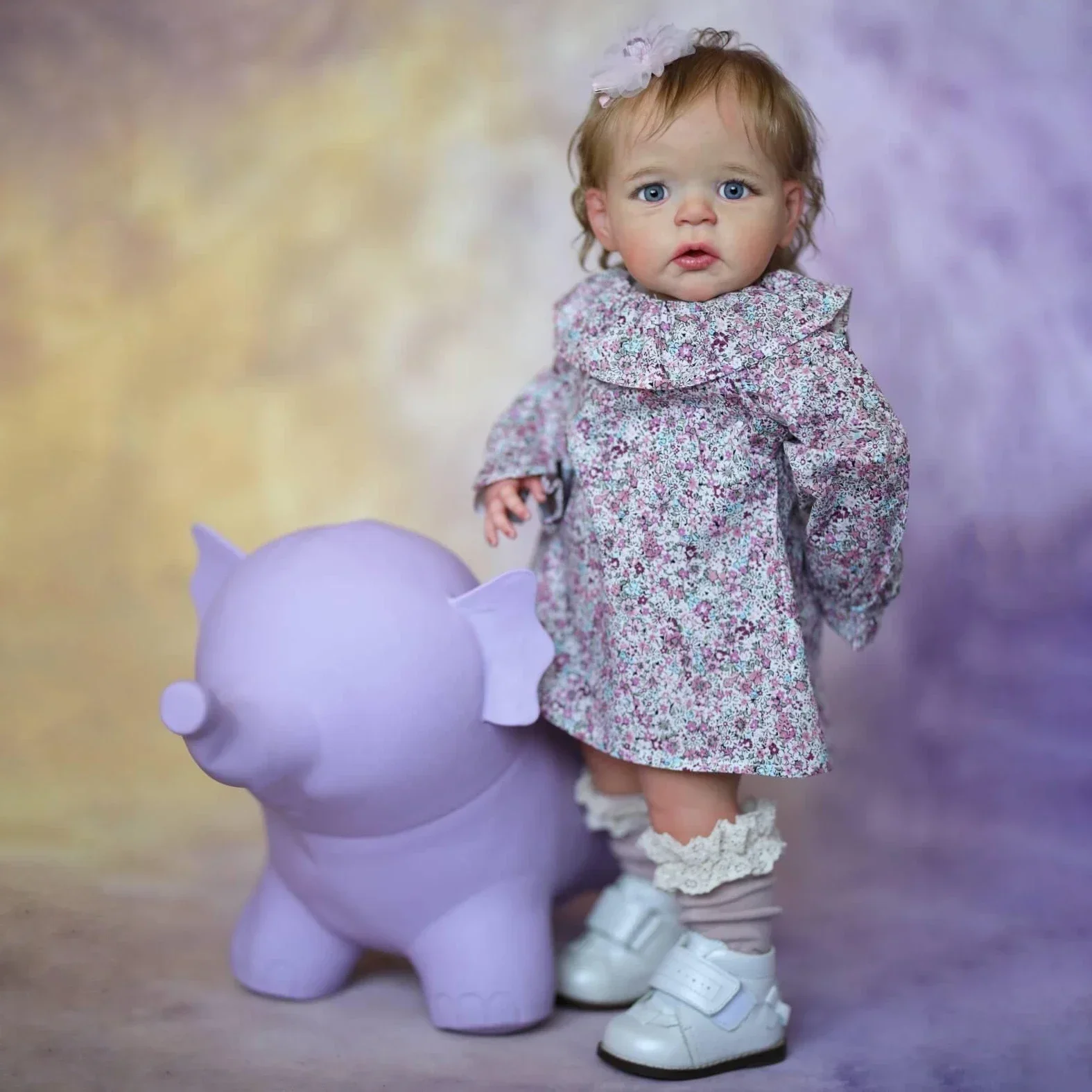 24 بوصة ساندي لينة القطن الجسم نابض بالحياة تولد من جديد دمية طبقات متعددة اللوحة ثلاثية الأبعاد الجلد مرئية الأوردة مع شعر الجذر اليد