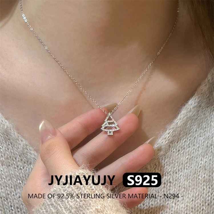 

JYJIAYUJY 100% Whole Original Sterling Silver S925 Pendant Necklace Christmas Tree Inlaid Zirconia Fashion Woman Gift Use N294