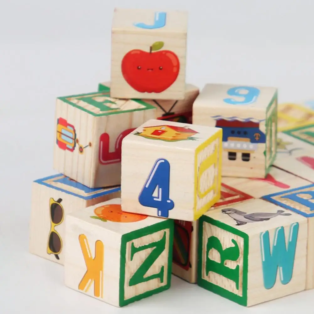 ABC-Holzklötze, pädagogisches Baustein-Spielzeugset aus Holz mit Aufbewahrungsbox für Kinder im Vorschulalter, ABC-Buchstaben und Zahlenlernen