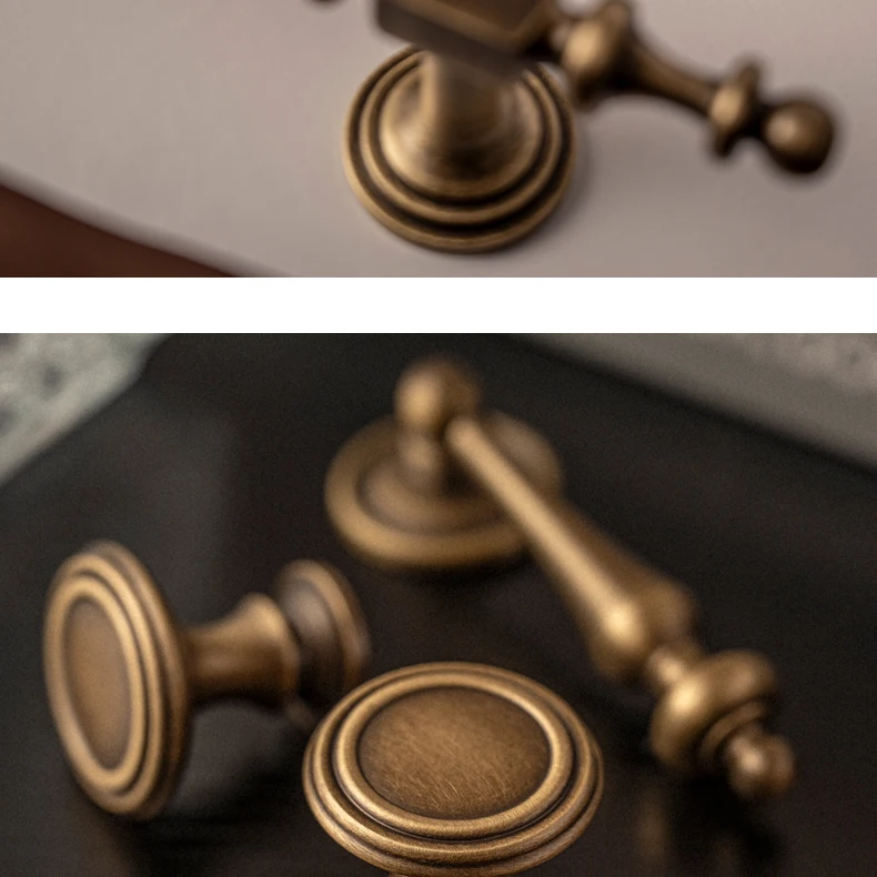 Brushed antique brass furniture handle 6