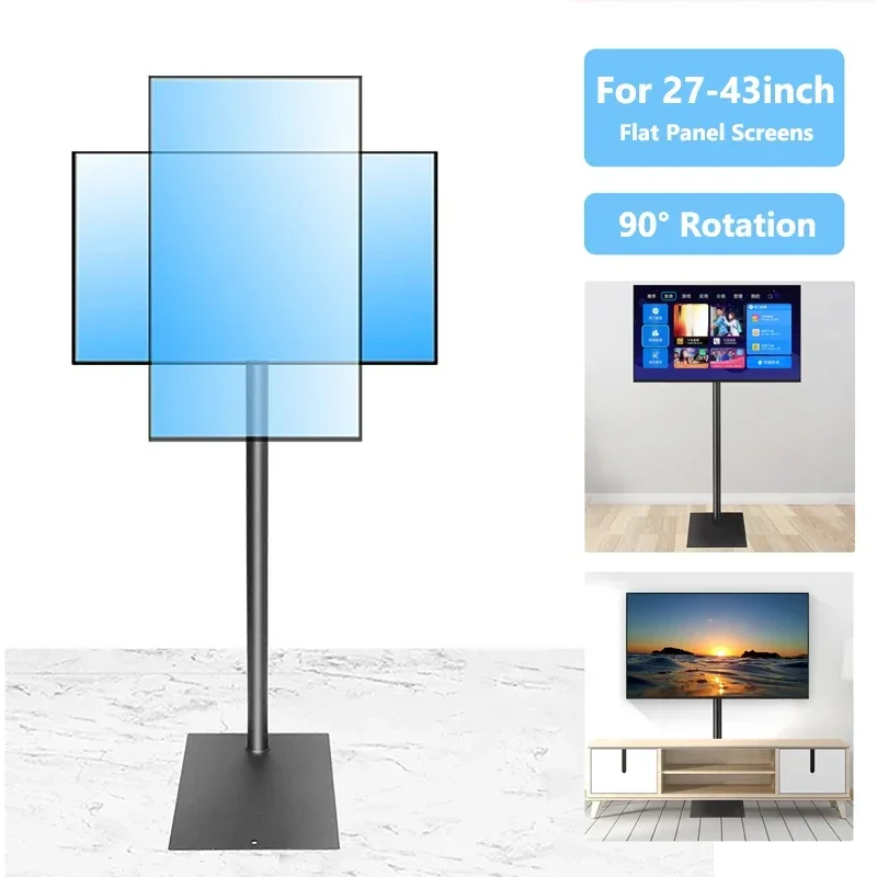 Floor TV Stand with Base Mobile TV Mount Bracket Height Adjustable Free Standing for 27-43 inch Flat Panel LED LCD Screens