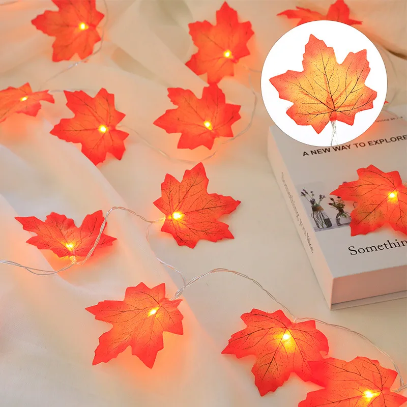 Maple Leaf Pumpkin String Lights Halloween Outdoor Garden Autumn Decorative Light Strings Garland Thanksgiving Decor