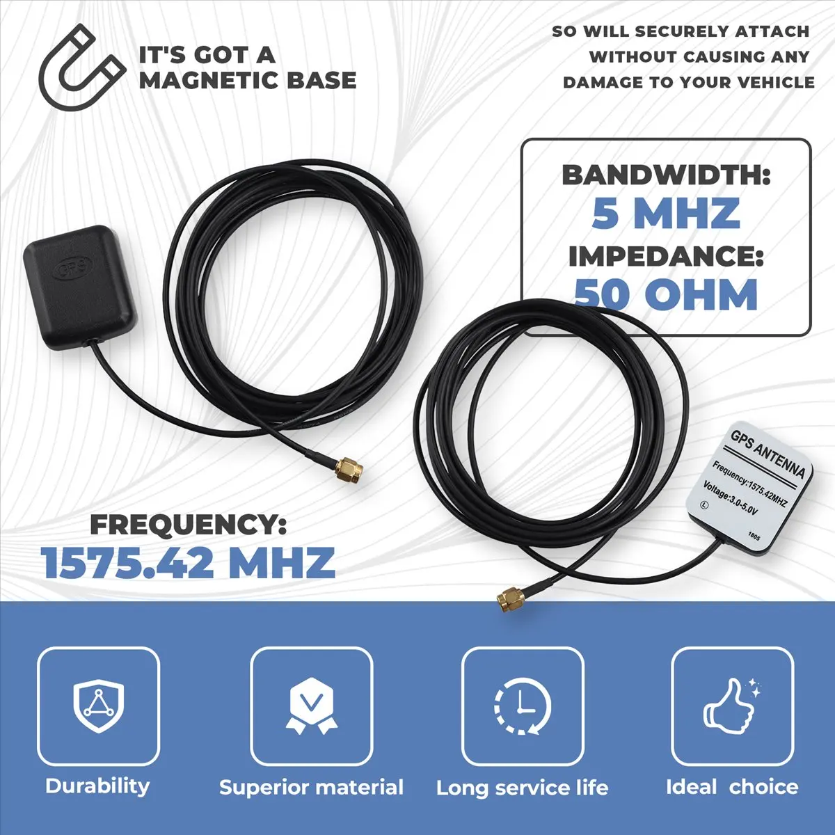 #63M (black)Magnetic Base 1575.42 MHz Car Vehicle SMA GPS Antenna Aerial 3 Meters,Automotive Parts & Accessories