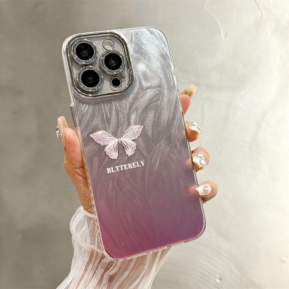 Laser Flower Silicone Phone Case For Iphone 15 14 Plus 13 12 11 Pro Max Cover Luxury Anti Drop Funda Cases Change Colour Carcasa