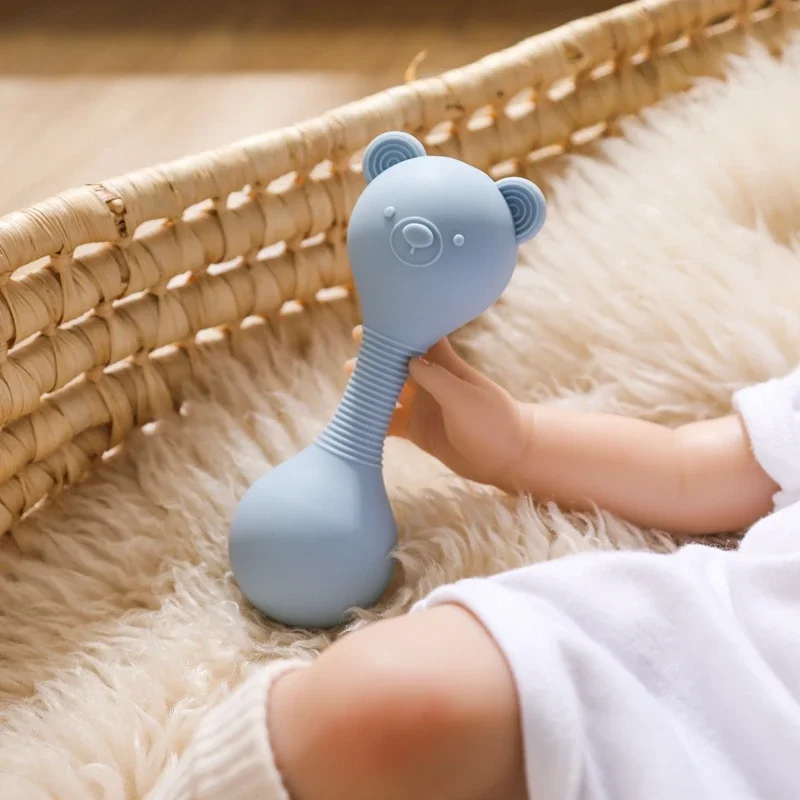 Jouets de marteau de sable en Silicone pour bébé de 0 à 12 mois, anneau de dentition, ours de dessin animé, accessoires en Silicone pour bébés