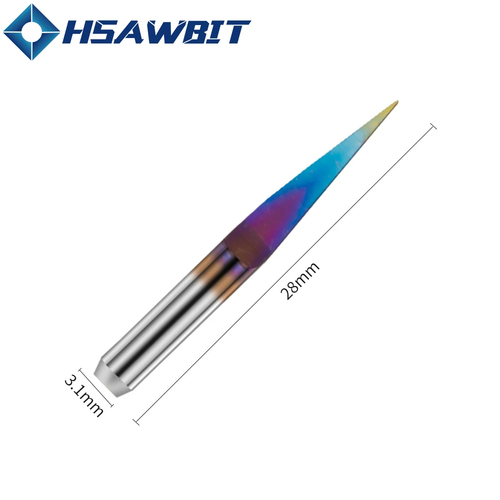 Cuchillo de grabado afilado de fondo plano azul, 3.175mm x 28mm, 10/20 grados, cortador, Graver para PVC, madera, corte de PCB, 10 unids/set