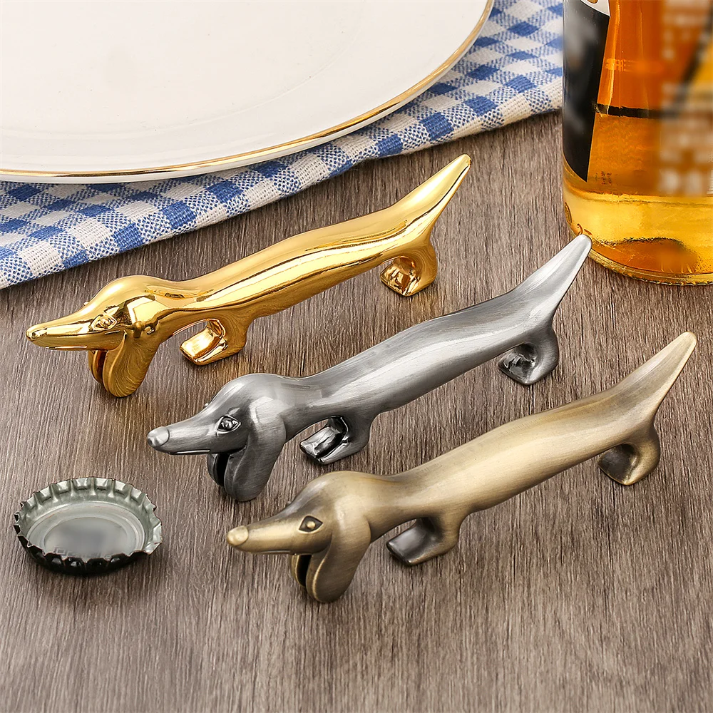 Metal Dachshund Beer Bottle Openers Multi-use Table Dinnerware Holder Home Decoration Gifts for Sausage Dog Lovers