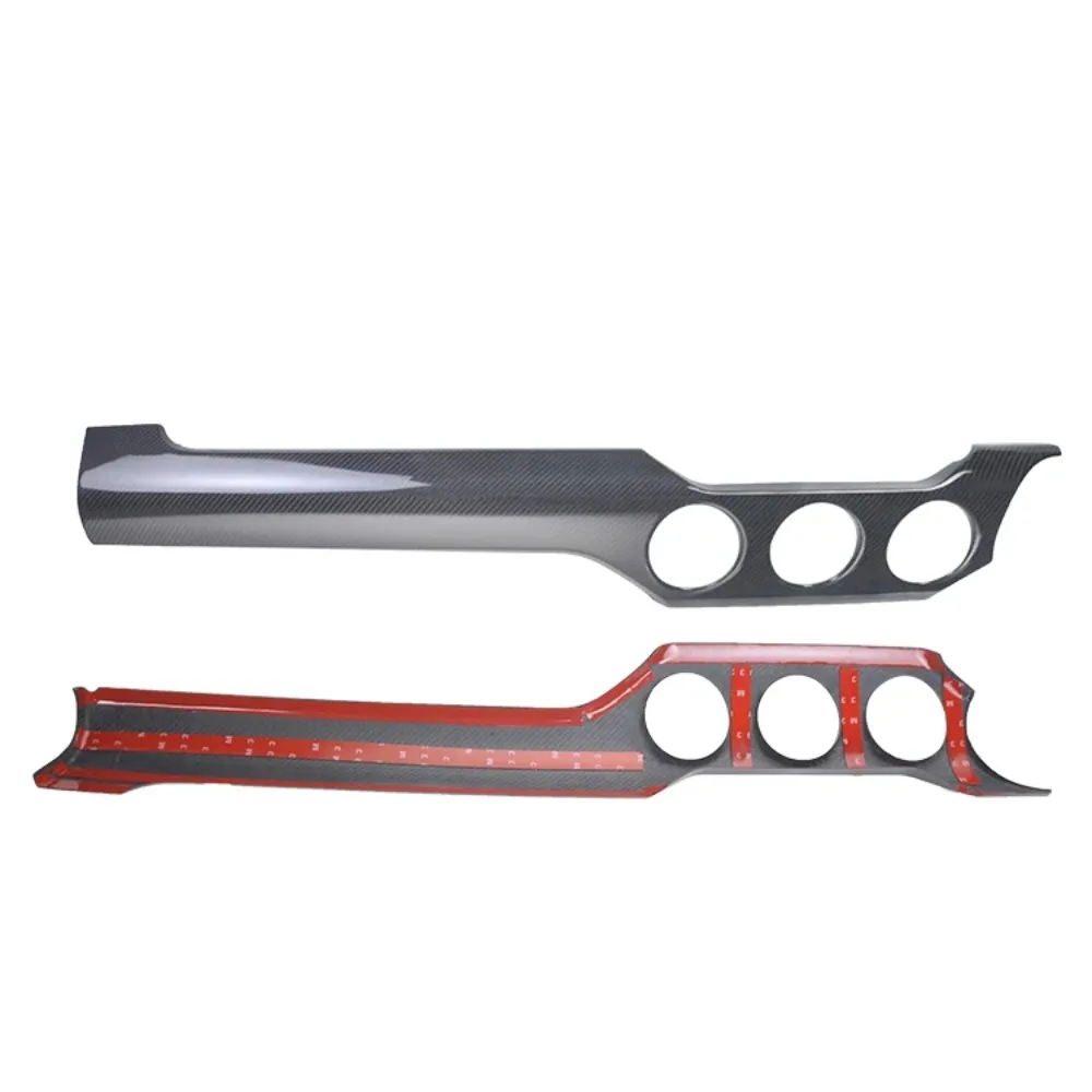 ألياف الكربون لوحة القيادة الغطاء الأيمن الكسوة لوحة القيادة الديكور غطاء لوحة الكسوة الداخلية ل موستانج 2015 + #4