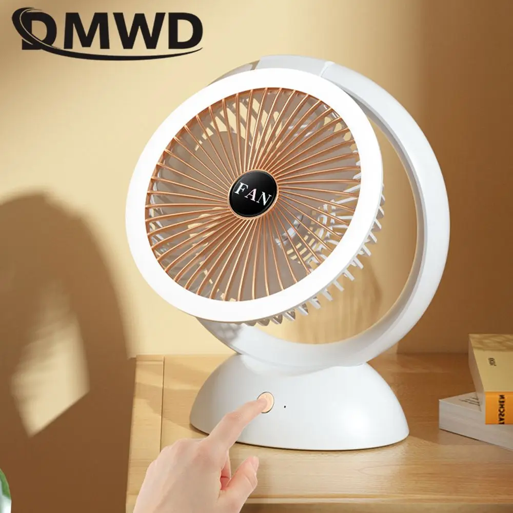 DMWD 가정용 전기 선풍기 에어컨, 데스크탑 냉각 기계, 사무실 쿨러, 야간 조명, 충전식 4 기어